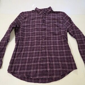 14th & Union Mens XL Trim Fit Plaid Flannel Button Down Shirt Purple Burgundy